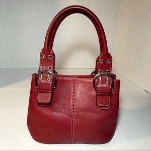 Clarks Red Soft Leather Tote Purse